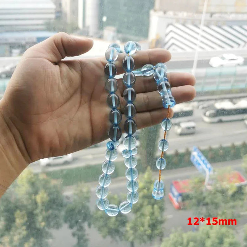Tasbih Light blue Resin 33 beads muslim bracelet Gift islamic accessories on hand turkish jewelry handmade prayer beads misbaha