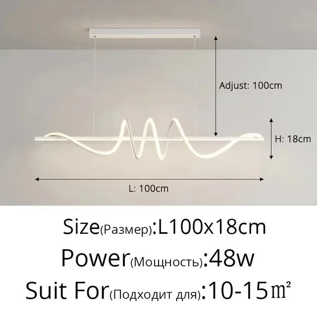 Minimalist Long Strip Restaurant Ceiling Chandelier Home Decor Bedroom Living Room Pendant Light Dining Table Bar Hanging Lamps