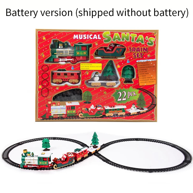 Christmas Electrical Train Christmas Tree Decoration Accessories Track Small Train With Music Santa Claus Train Children's Gift