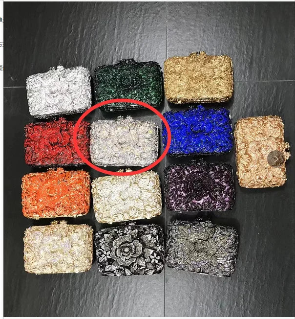2025 New Arrival Flower Crystal Wedding Bridal Clutch Purse Luxury Designer Women's Dinner Party Cocktail Handbags Diamond Bags