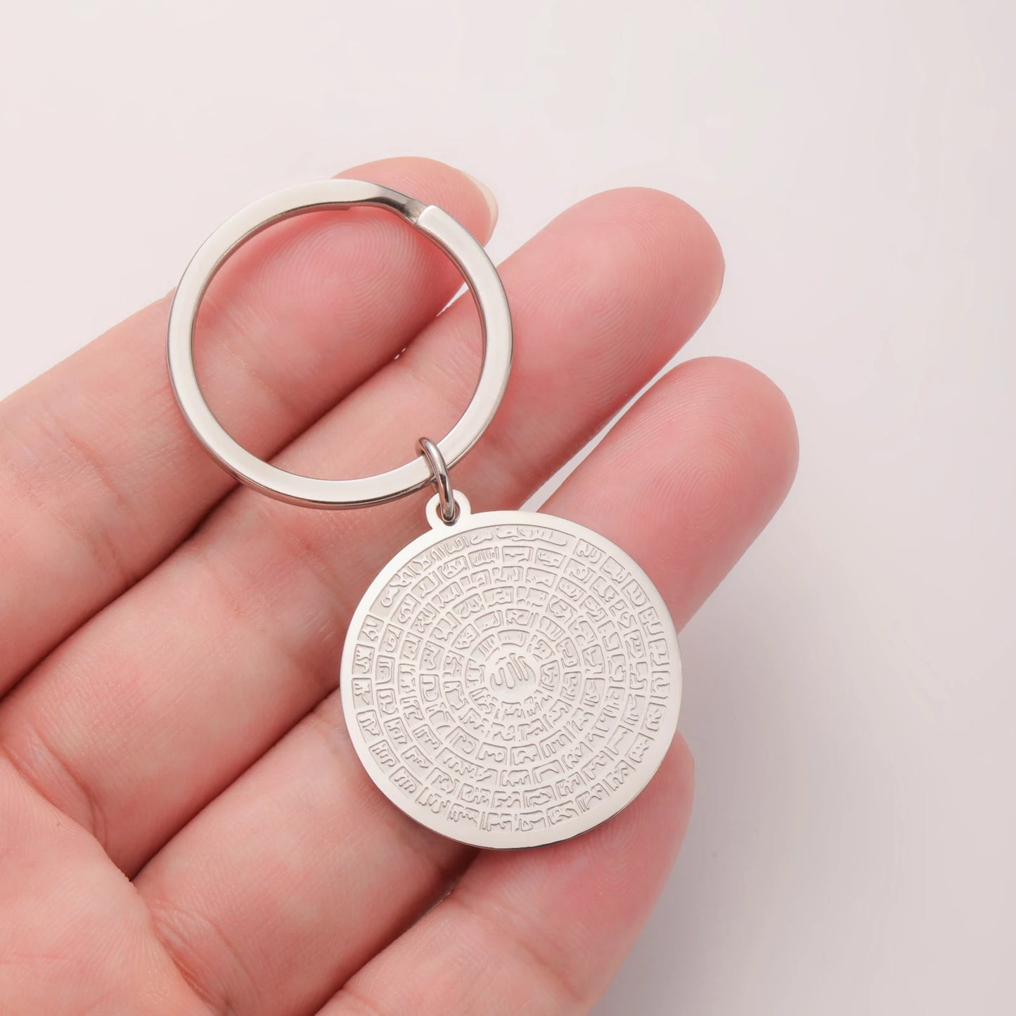 LIKGREAT 99 Names of Allah Keyring Stainless Steel Islamic Muslim Arabic Key chain Esmaul Husna Religious Jewelry Gift Women Men