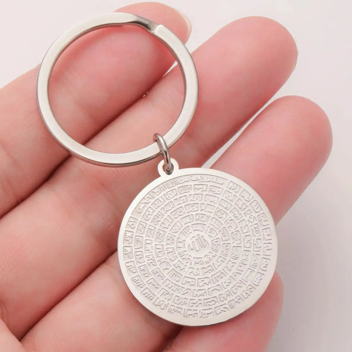 LIKGREAT 99 Names of Allah Keyring Stainless Steel Islamic Muslim Arabic Key chain Esmaul Husna Religious Jewelry Gift Women Men