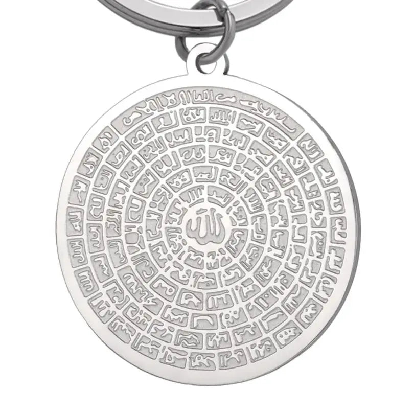 LIKGREAT 99 Names of Allah Keyring Stainless Steel Islamic Muslim Arabic Key chain Esmaul Husna Religious Jewelry Gift Women Men