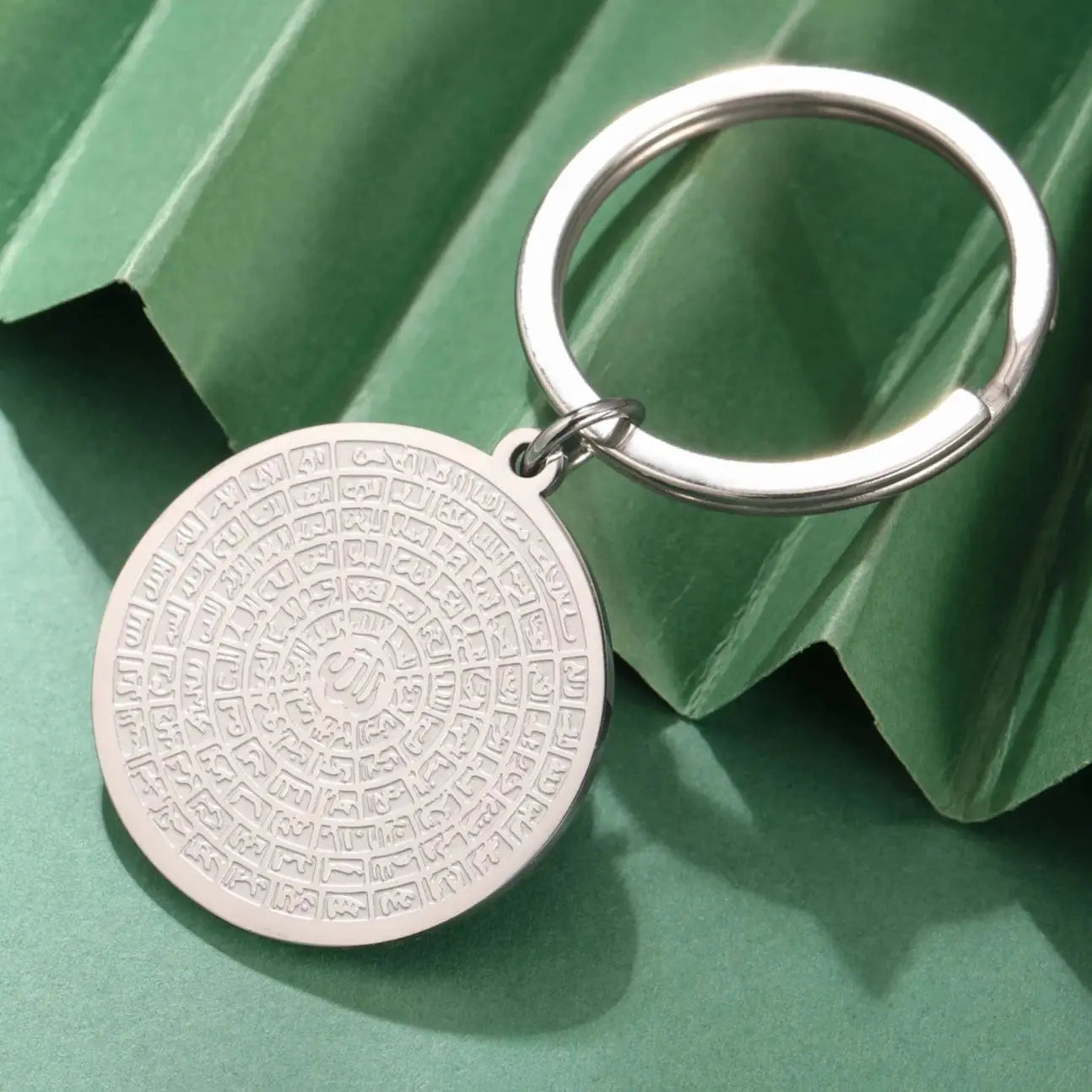 LIKGREAT 99 Names of Allah Keyring Stainless Steel Islamic Muslim Arabic Key chain Esmaul Husna Religious Jewelry Gift Women Men