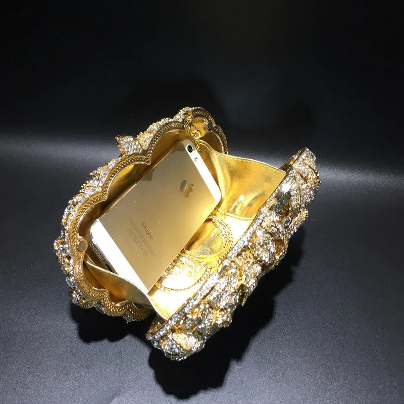 XIYUAN Silver Gold Black Red Colorful Crystal Clutch Purse Wedding Bridal Rhinestone Evening Handbags Party Dinner Banquet Bags