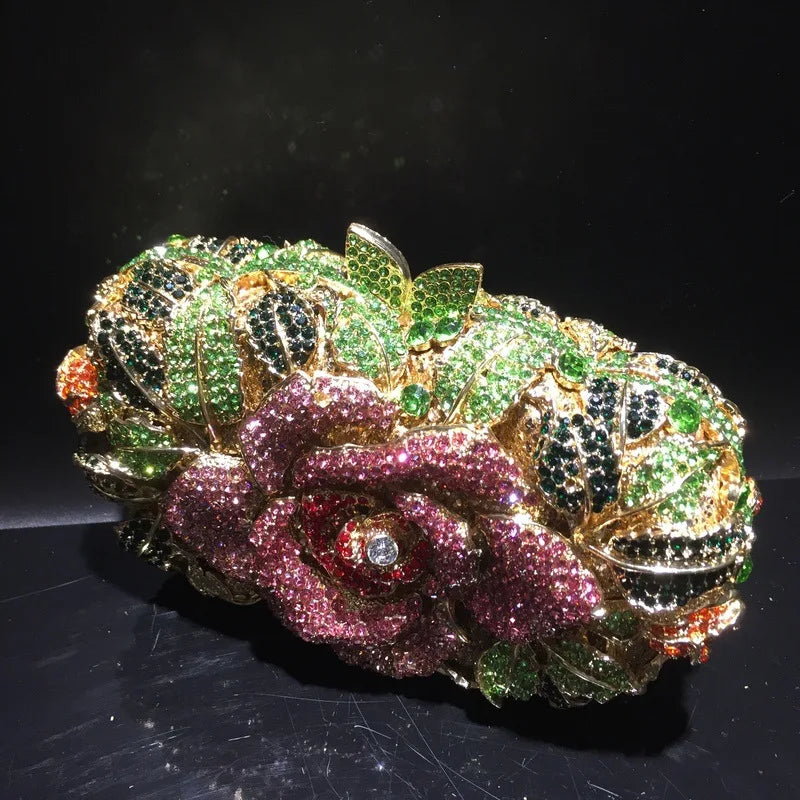 XIYUAN Silver Gold Black Red Colorful Crystal Clutch Purse Wedding Bridal Rhinestone Evening Handbags Party Dinner Banquet Bags