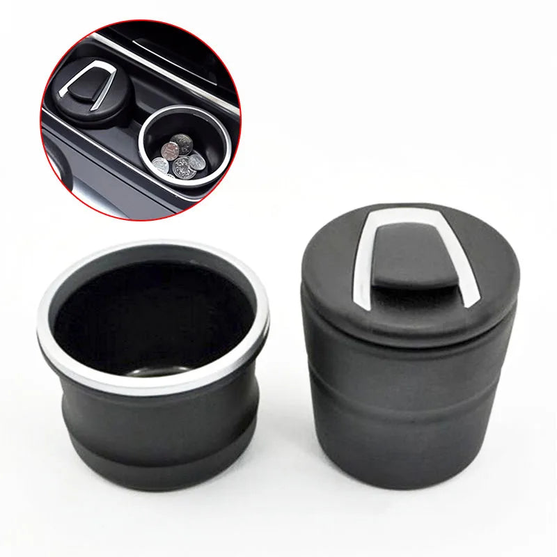 Car Ashtray With LED Lamp Multi-functional Ashtray Storage Jar For BMW Black Ventilation To Dissipate Smoke  Interior Accessorie