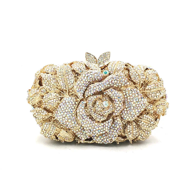 XIYUAN Silver Gold Black Red Colorful Crystal Clutch Purse Wedding Bridal Rhinestone Evening Handbags Party Dinner Banquet Bags