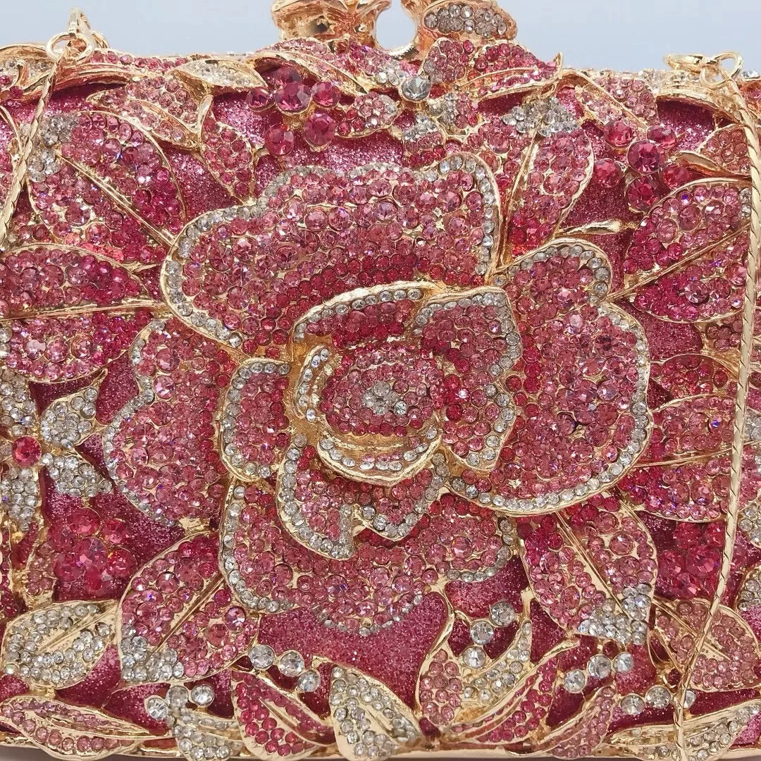 2025 New Arrival Flower Crystal Wedding Bridal Clutch Purse Luxury Designer Women's Dinner Party Cocktail Handbags Diamond Bags