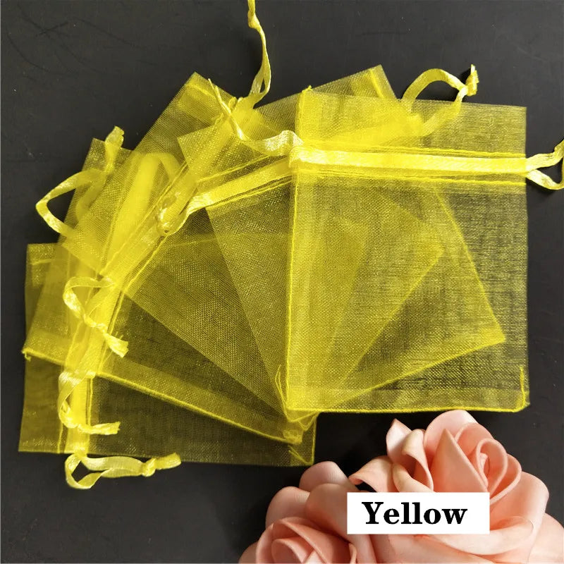 50Pcs/ lot 7*9cm High Quality Organza bags Jewelry Bag with Wedding Gift Drawable Bags For wedding derocation Party supprise 5Z