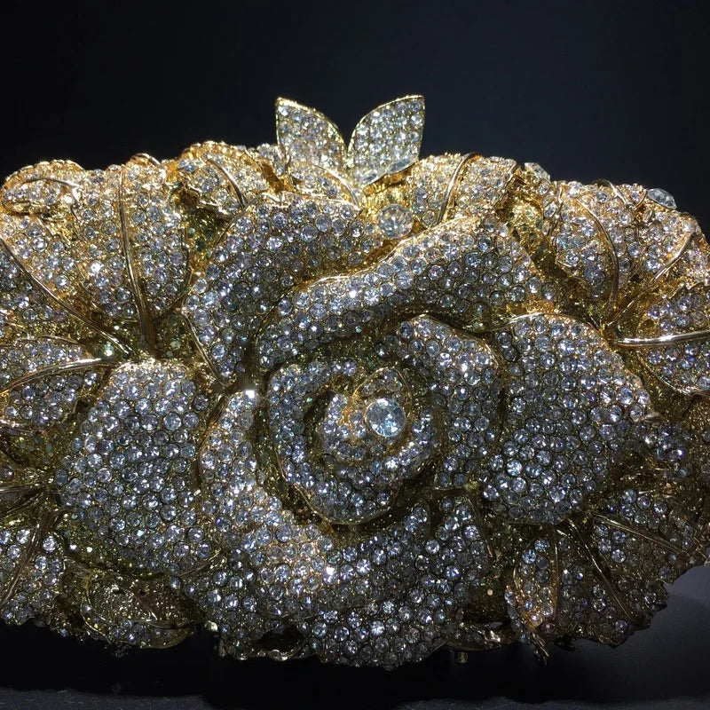 XIYUAN Silver Gold Black Red Colorful Crystal Clutch Purse Wedding Bridal Rhinestone Evening Handbags Party Dinner Banquet Bags