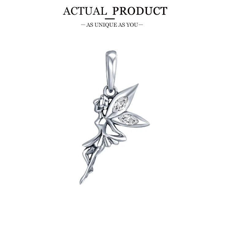 WOSTU 925 Sterling Silver Animal Cat Charm Pendant Heart Family Ladybug Bee Beads Fit Original Bracelet DIY Jewelry For Women