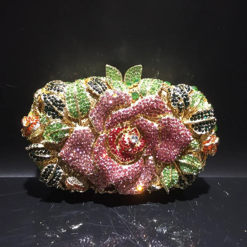 XIYUAN Silver Gold Black Red Colorful Crystal Clutch Purse Wedding Bridal Rhinestone Evening Handbags Party Dinner Banquet Bags