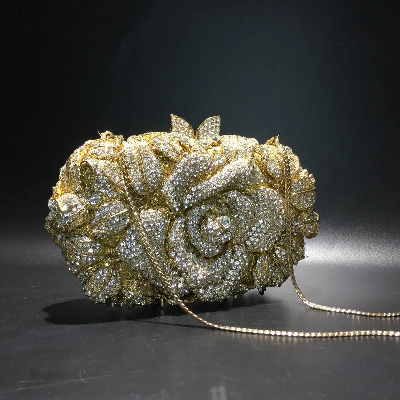 XIYUAN Silver Gold Black Red Colorful Crystal Clutch Purse Wedding Bridal Rhinestone Evening Handbags Party Dinner Banquet Bags