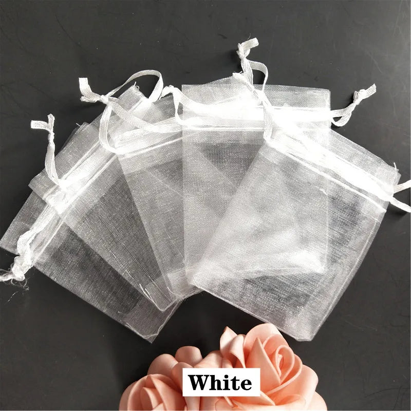 50Pcs/ lot 7*9cm High Quality Organza bags Jewelry Bag with Wedding Gift Drawable Bags For wedding derocation Party supprise 5Z