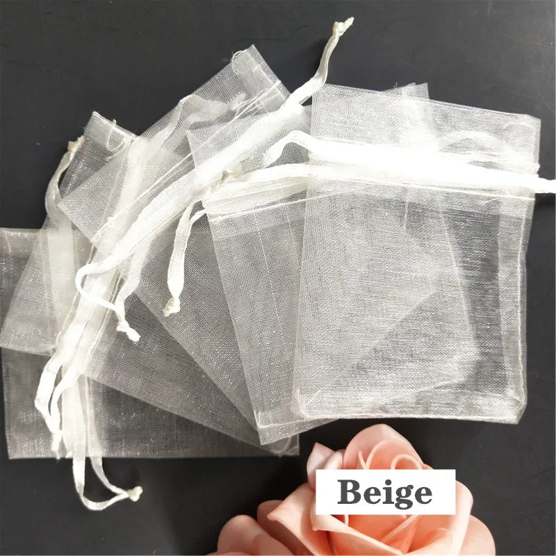 50Pcs/ lot 7*9cm High Quality Organza bags Jewelry Bag with Wedding Gift Drawable Bags For wedding derocation Party supprise 5Z