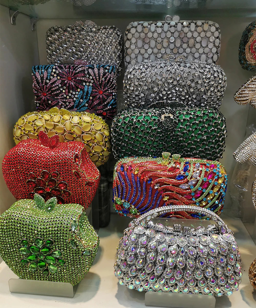 2025 New Arrival Flower Crystal Wedding Bridal Clutch Purse Luxury Designer Women's Dinner Party Cocktail Handbags Diamond Bags