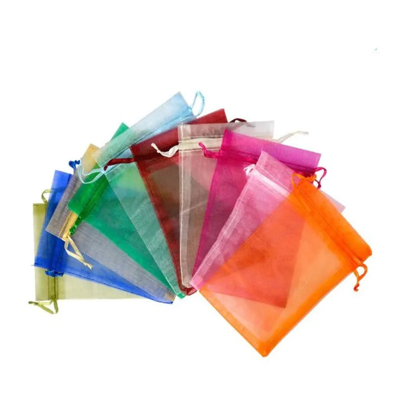 50Pcs/ lot 7*9cm High Quality Organza bags Jewelry Bag with Wedding Gift Drawable Bags For wedding derocation Party supprise 5Z