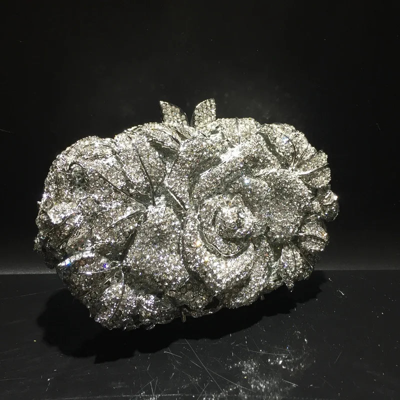 XIYUAN Silver Gold Black Red Colorful Crystal Clutch Purse Wedding Bridal Rhinestone Evening Handbags Party Dinner Banquet Bags