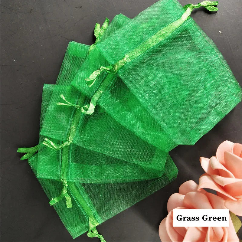 50Pcs/ lot 7*9cm High Quality Organza bags Jewelry Bag with Wedding Gift Drawable Bags For wedding derocation Party supprise 5Z