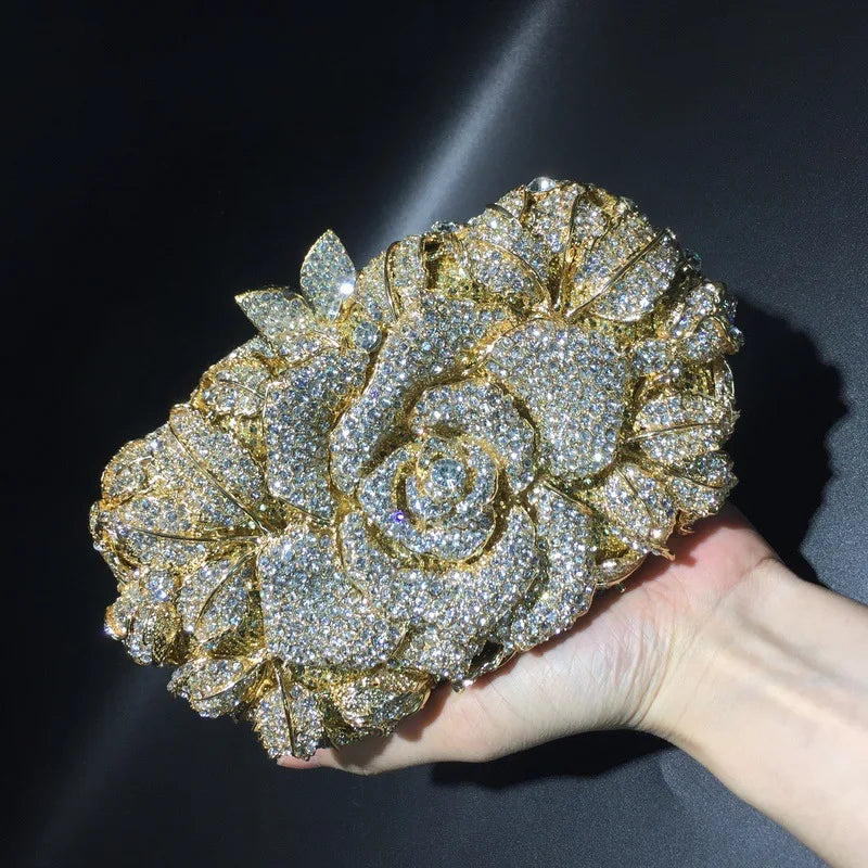 XIYUAN Silver Gold Black Red Colorful Crystal Clutch Purse Wedding Bridal Rhinestone Evening Handbags Party Dinner Banquet Bags