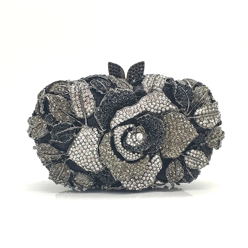 XIYUAN Silver Gold Black Red Colorful Crystal Clutch Purse Wedding Bridal Rhinestone Evening Handbags Party Dinner Banquet Bags