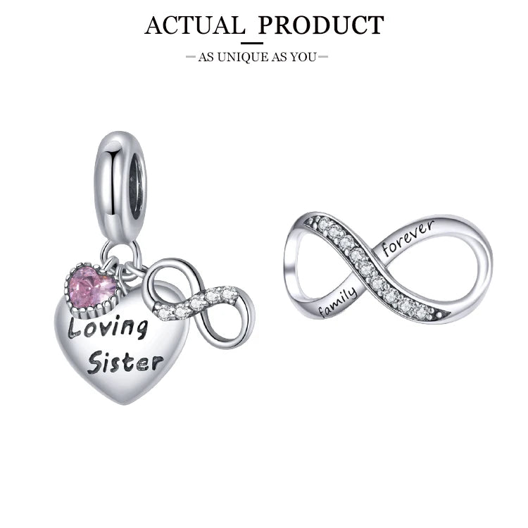 WOSTU 925 Sterling Silver Animal Cat Charm Pendant Heart Family Ladybug Bee Beads Fit Original Bracelet DIY Jewelry For Women