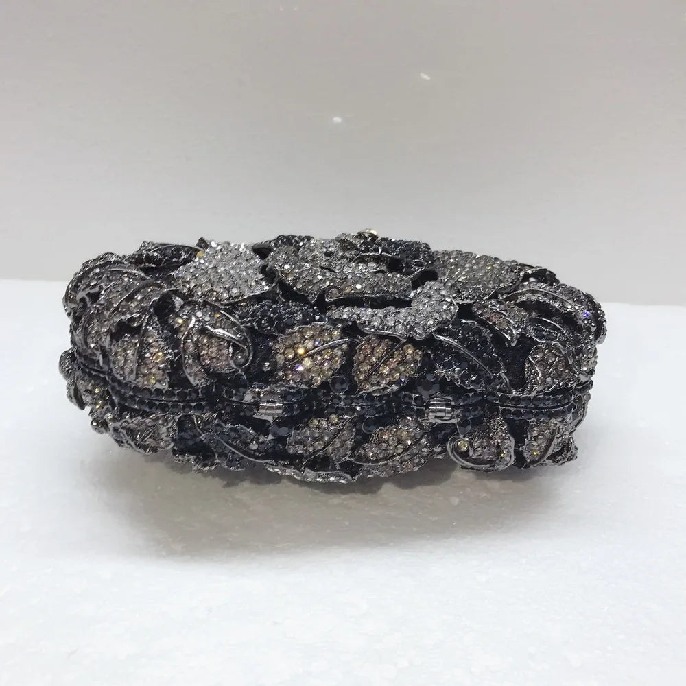 XIYUAN Silver Gold Black Red Colorful Crystal Clutch Purse Wedding Bridal Rhinestone Evening Handbags Party Dinner Banquet Bags