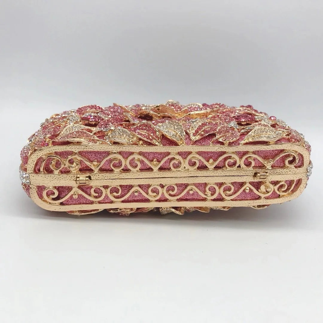 2025 New Arrival Flower Crystal Wedding Bridal Clutch Purse Luxury Designer Women's Dinner Party Cocktail Handbags Diamond Bags