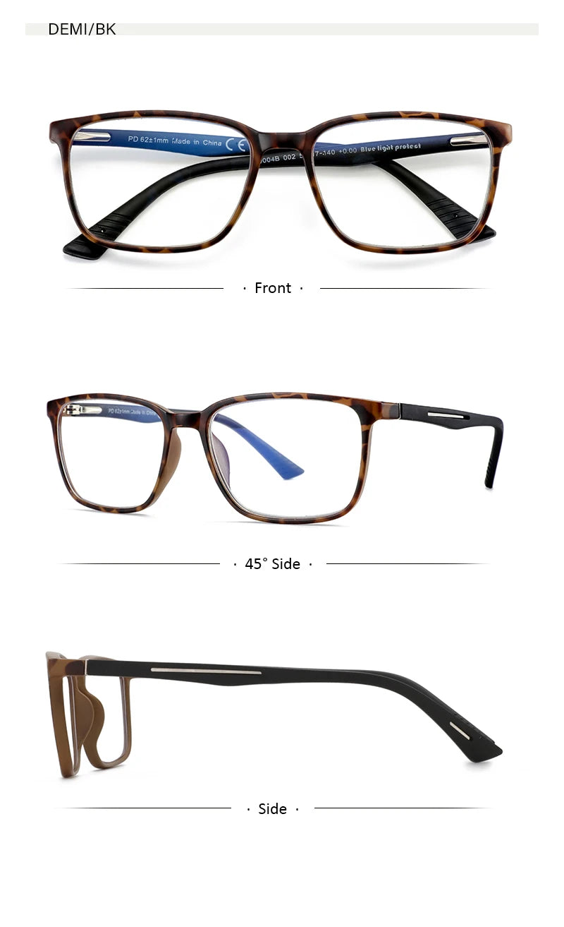ZENOTTIC Anti Blue Light Reading Glasses Frame Men Retro Square Computer Gaming Eyeglasses Reader Presbyopic Eyewear Diopters