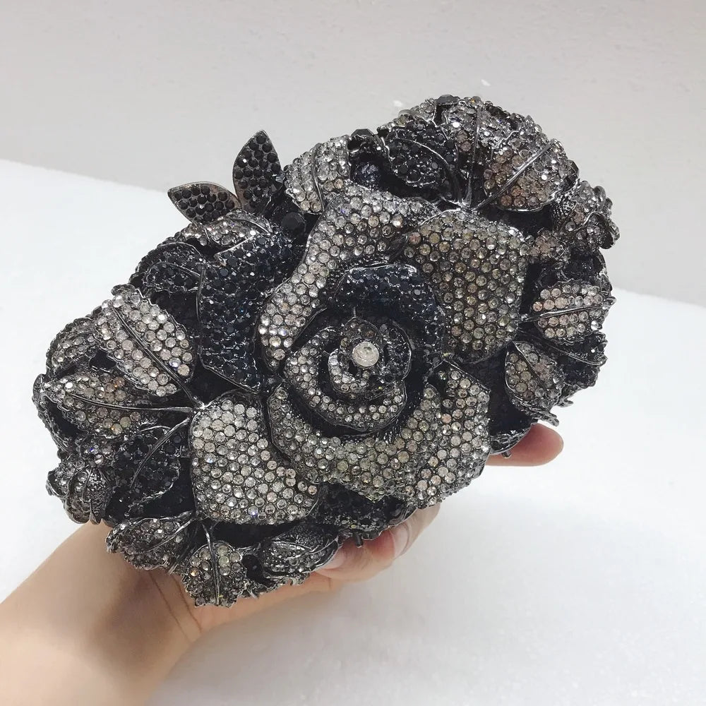 XIYUAN Silver Gold Black Red Colorful Crystal Clutch Purse Wedding Bridal Rhinestone Evening Handbags Party Dinner Banquet Bags