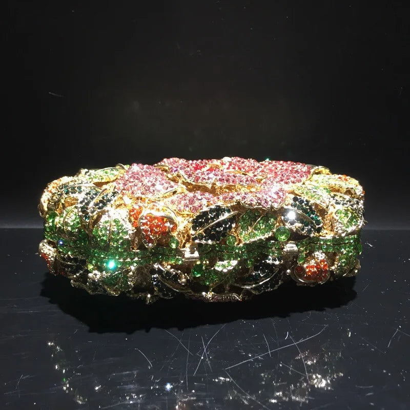 XIYUAN Silver Gold Black Red Colorful Crystal Clutch Purse Wedding Bridal Rhinestone Evening Handbags Party Dinner Banquet Bags