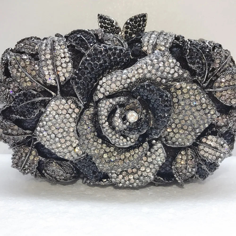 XIYUAN Silver Gold Black Red Colorful Crystal Clutch Purse Wedding Bridal Rhinestone Evening Handbags Party Dinner Banquet Bags