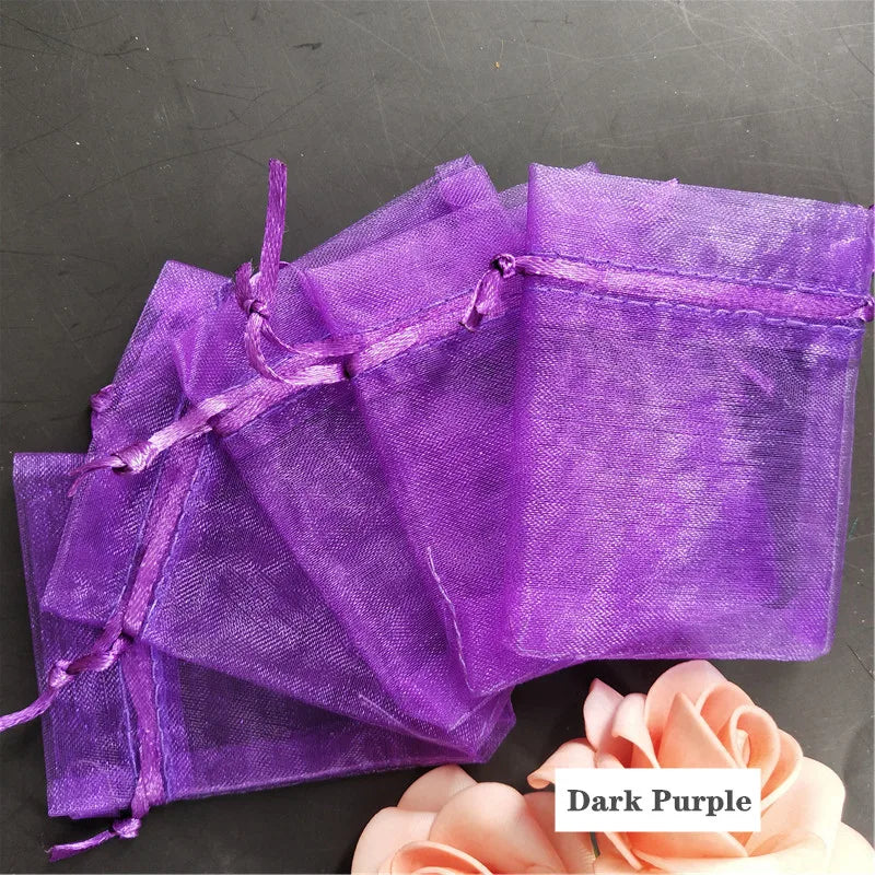 50Pcs/ lot 7*9cm High Quality Organza bags Jewelry Bag with Wedding Gift Drawable Bags For wedding derocation Party supprise 5Z