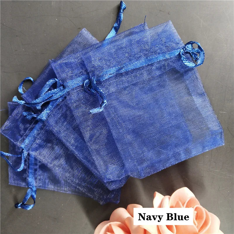 50Pcs/ lot 7*9cm High Quality Organza bags Jewelry Bag with Wedding Gift Drawable Bags For wedding derocation Party supprise 5Z
