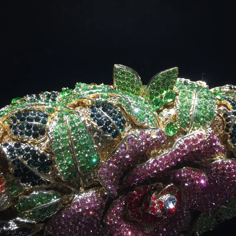 XIYUAN Silver Gold Black Red Colorful Crystal Clutch Purse Wedding Bridal Rhinestone Evening Handbags Party Dinner Banquet Bags