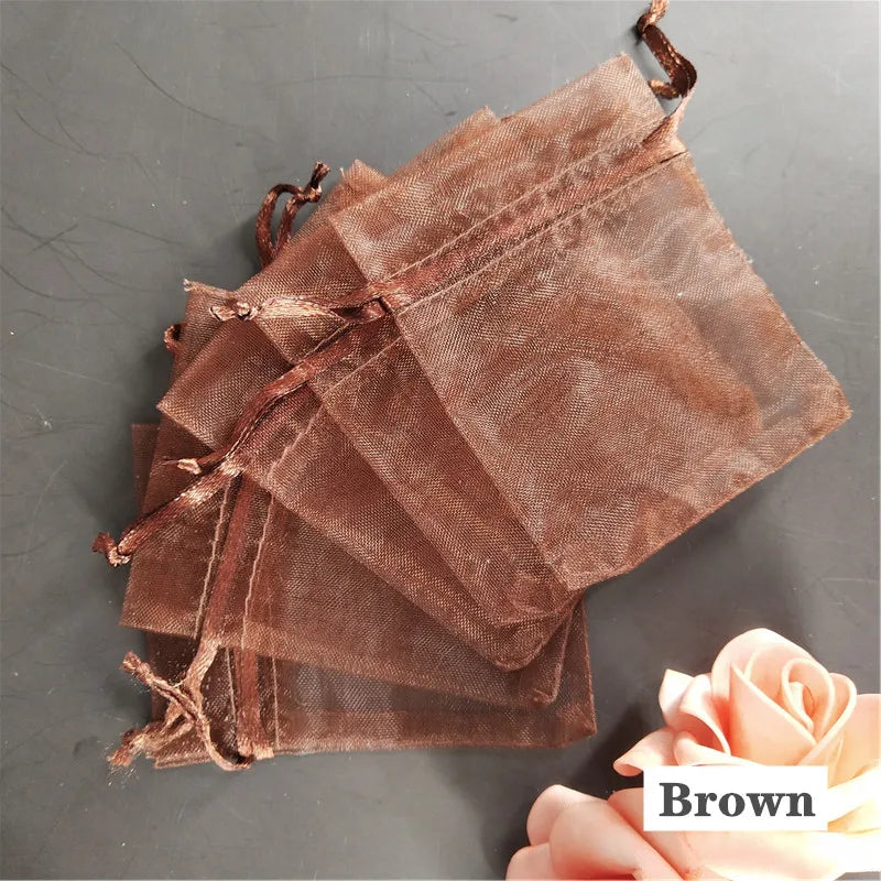 50Pcs/ lot 7*9cm High Quality Organza bags Jewelry Bag with Wedding Gift Drawable Bags For wedding derocation Party supprise 5Z