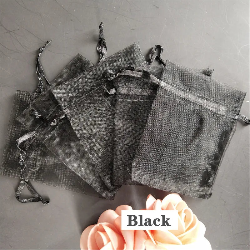50Pcs/ lot 7*9cm High Quality Organza bags Jewelry Bag with Wedding Gift Drawable Bags For wedding derocation Party supprise 5Z