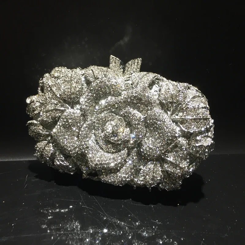 XIYUAN Silver Gold Black Red Colorful Crystal Clutch Purse Wedding Bridal Rhinestone Evening Handbags Party Dinner Banquet Bags