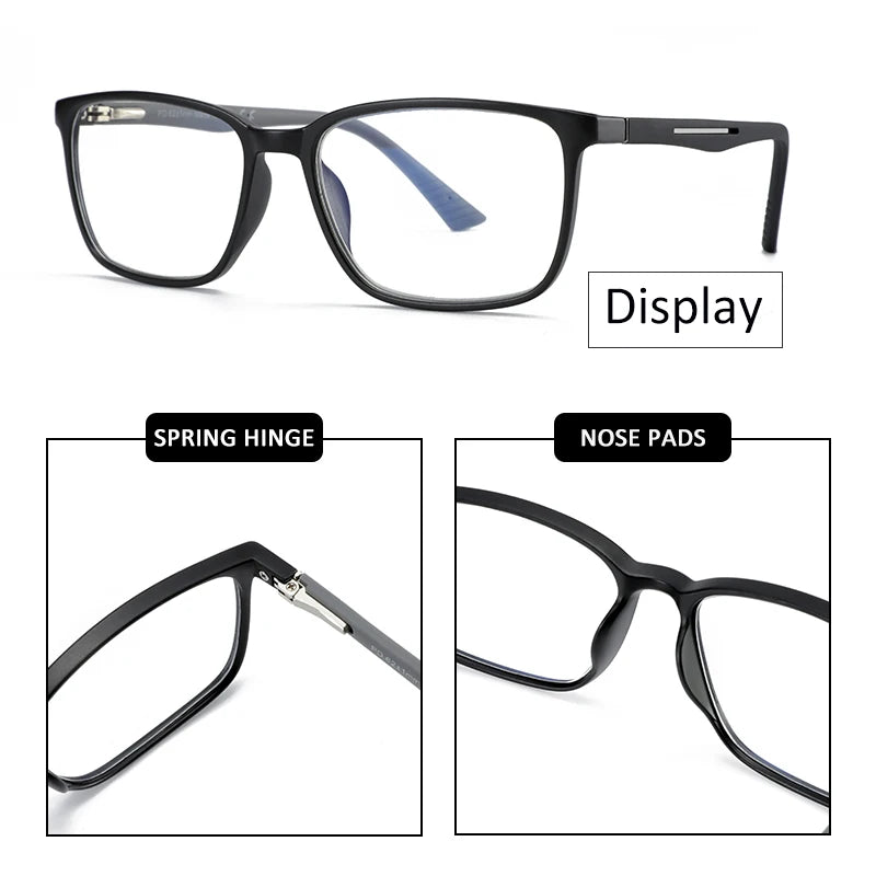 ZENOTTIC Anti Blue Light Reading Glasses Frame Men Retro Square Computer Gaming Eyeglasses Reader Presbyopic Eyewear Diopters