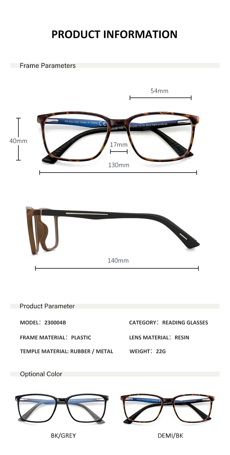 ZENOTTIC Anti Blue Light Reading Glasses Frame Men Retro Square Computer Gaming Eyeglasses Reader Presbyopic Eyewear Diopters