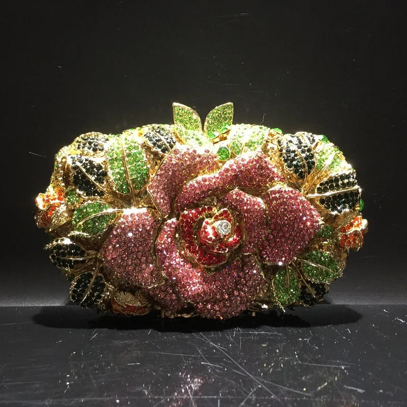 XIYUAN Silver Gold Black Red Colorful Crystal Clutch Purse Wedding Bridal Rhinestone Evening Handbags Party Dinner Banquet Bags