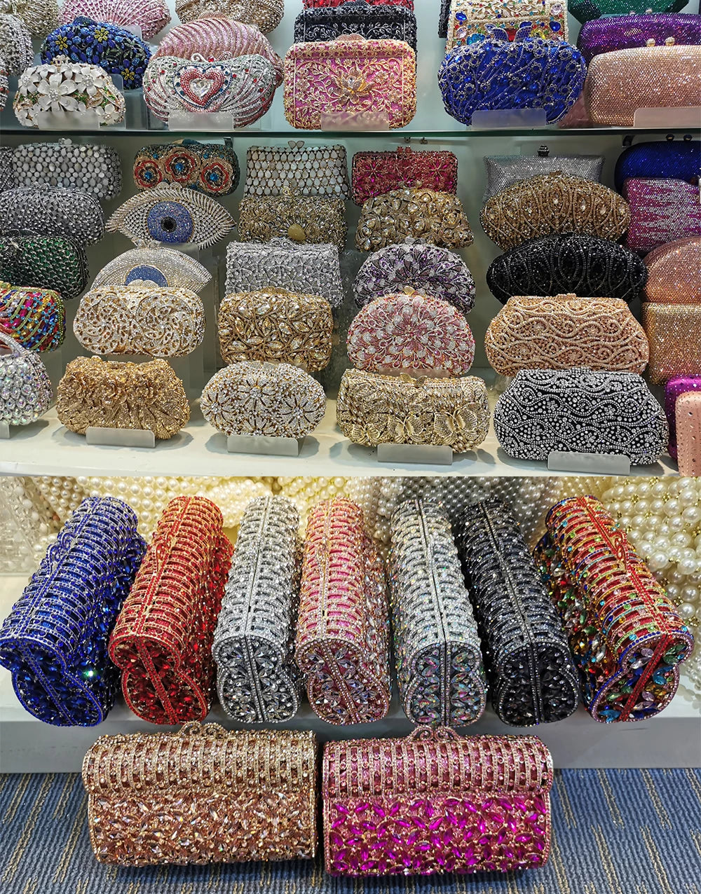 XIYUAN Luxury Purple Diamond Evening Bag Women Wedding Bridal Clutches Fashion Ladies Celebrities Crystal Handbag Party Purse