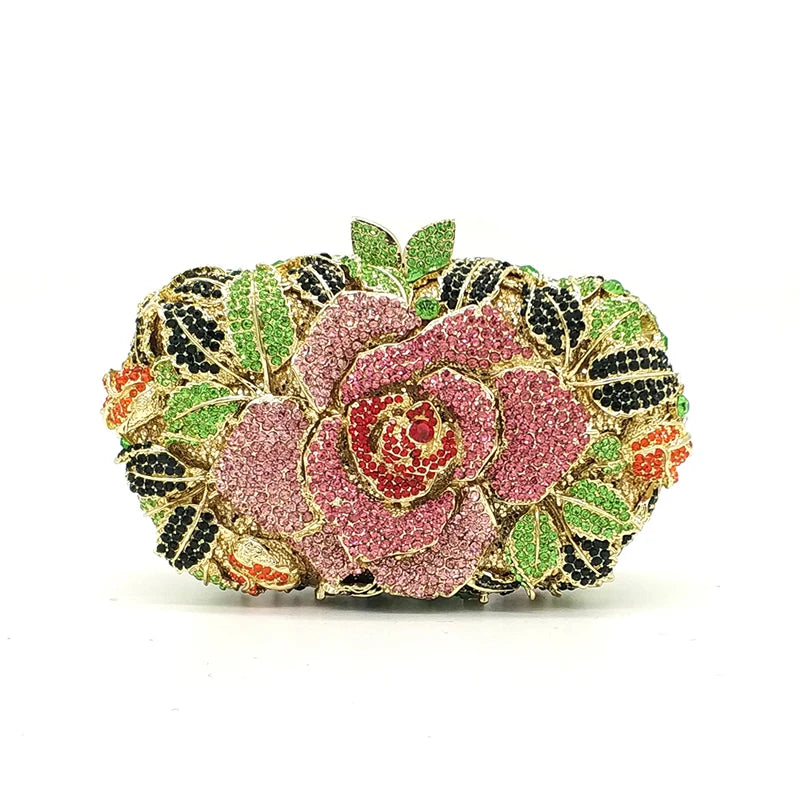 XIYUAN Silver Gold Black Red Colorful Crystal Clutch Purse Wedding Bridal Rhinestone Evening Handbags Party Dinner Banquet Bags