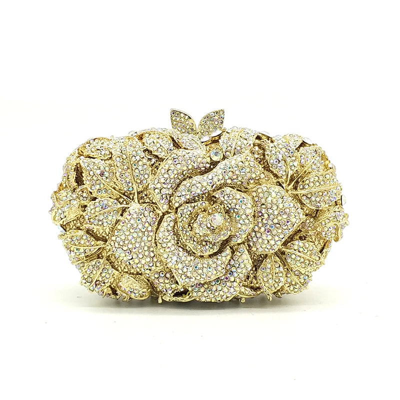 XIYUAN Silver Gold Black Red Colorful Crystal Clutch Purse Wedding Bridal Rhinestone Evening Handbags Party Dinner Banquet Bags