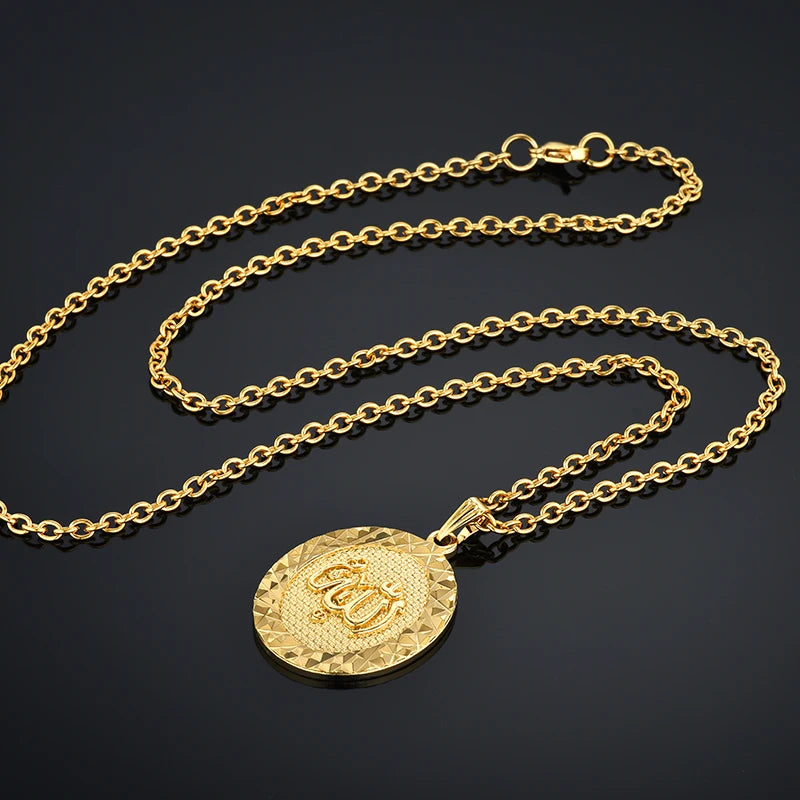 Religious Islamic Muslim Allah Pendant Female Gold Color Stainless Steel Oval Round Necklaces for Women Islam Jewelry Gift 2025