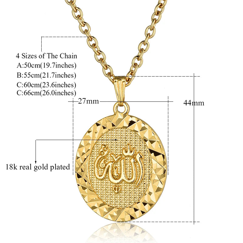 Religious Islamic Muslim Allah Pendant Female Gold Color Stainless Steel Oval Round Necklaces for Women Islam Jewelry Gift 2025