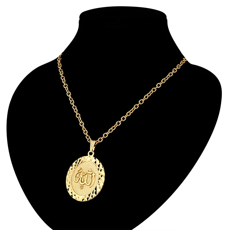 Religious Islamic Muslim Allah Pendant Female Gold Color Stainless Steel Oval Round Necklaces for Women Islam Jewelry Gift 2025