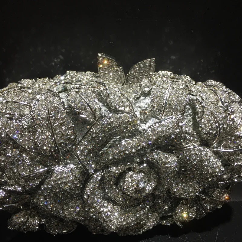 XIYUAN Silver Gold Black Red Colorful Crystal Clutch Purse Wedding Bridal Rhinestone Evening Handbags Party Dinner Banquet Bags