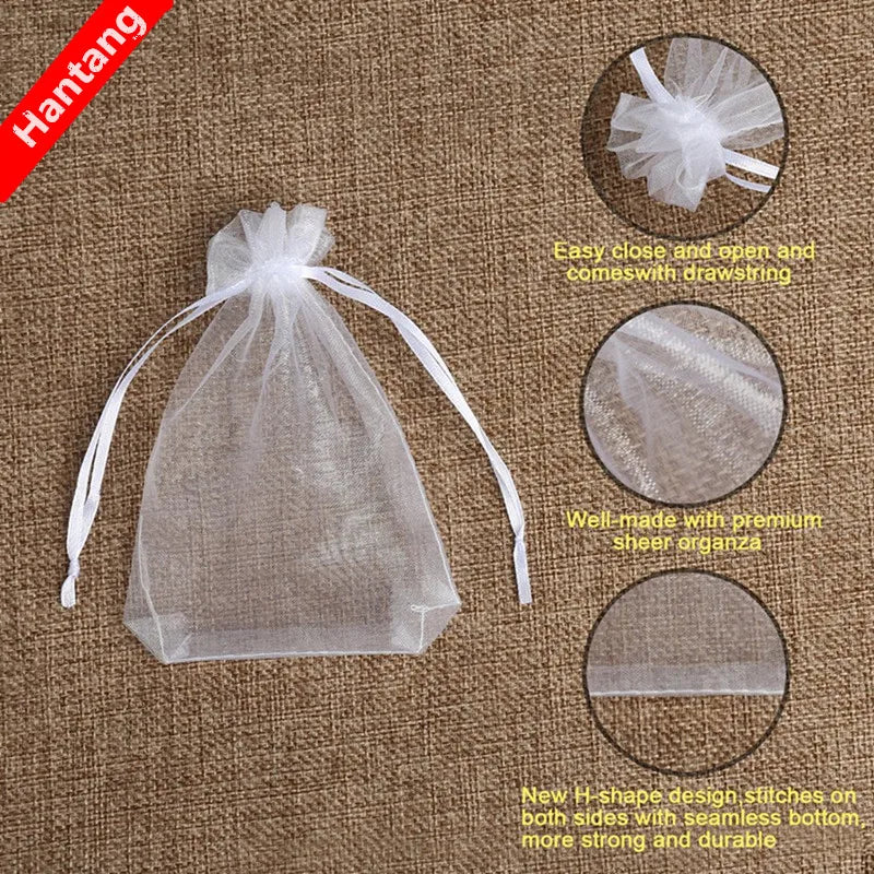 50Pcs/ lot 7*9cm High Quality Organza bags Jewelry Bag with Wedding Gift Drawable Bags For wedding derocation Party supprise 5Z